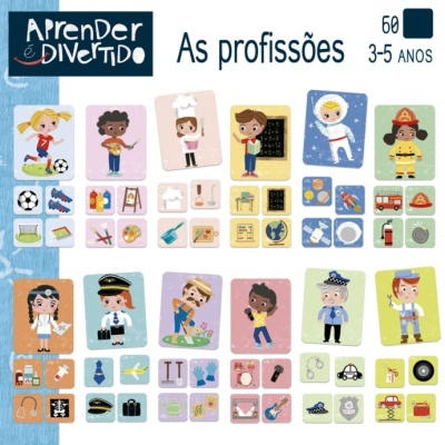 Jogo educativo Aprender é Divertido As profissões para crianças 3-5 anos com 60 cartas coloridas