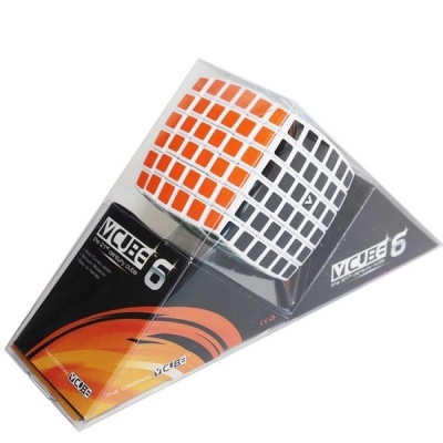 Cubo mágico 6x6 branco com autocolantes e embalagem triangular