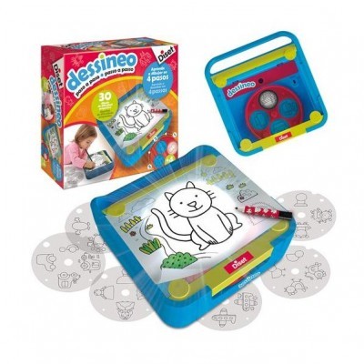 Produto de desenho infantil Dessineo da Diset com discos para traçar e marcador em embalagem colorida