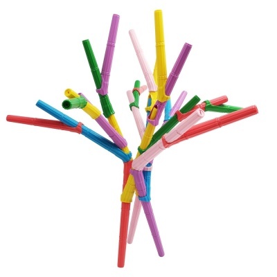 Conjunto de canudos coloridos alinhados em forma de ramo