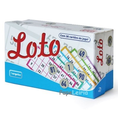 Embalagem do jogo Loto com 36 cartões de jogo coloridos