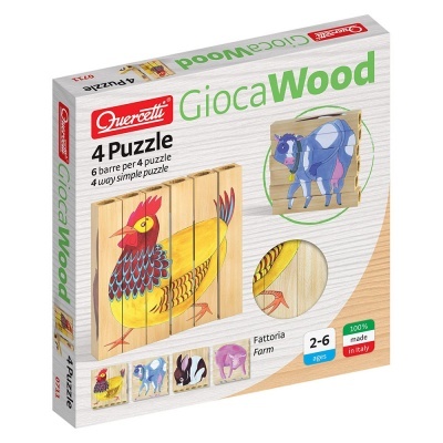 Embalagem de puzzles de madeira com animais da quinta para crianças