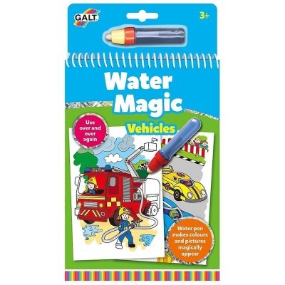Livro para colorir Water Magic Vehicles com caneta de água azul e vermelho