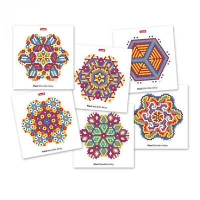 Seis mandalas coloridas em padrões geométricos em fundo branco