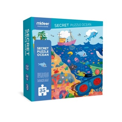 Caixa de puzzle infantil SECRET PUZZLE OCEAN com 35 peças e ilustração de oceano