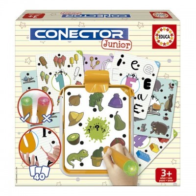 Embalagem do jogo educativo Conector Junior com cartas e caneta interativa colorida