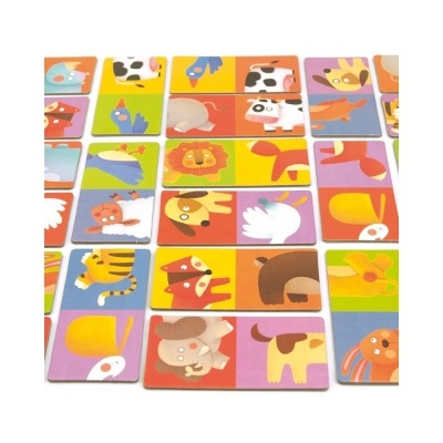 Peças com ilustrações de animais coloridos sobre fundo branco