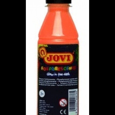 Garrafa de tinta guache laranja JOVI com rótulo preto e tampa preta