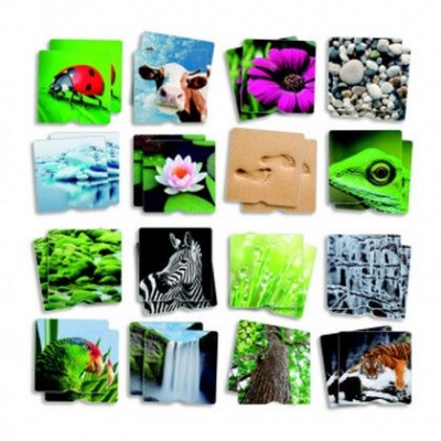 Cartões quadrados com imagens diversas de natureza dispostos em grelha