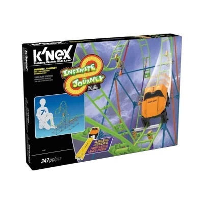 Conjunto K'NEX Infinite Journey com 347 peças para construir uma montanha-russa em caixa preta