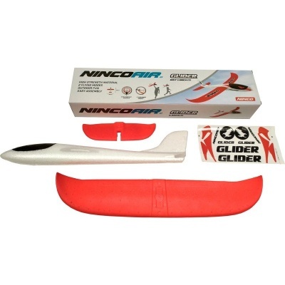 Conjunto de avião de brincar Ninco Air Glider com corpo branco e asas vermelhas