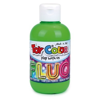Frasco verde de tinta infantil Toy Color Fluor com tampa branca