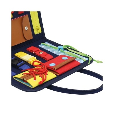 Organizador portátil com vários bolsos coloridos e fechos