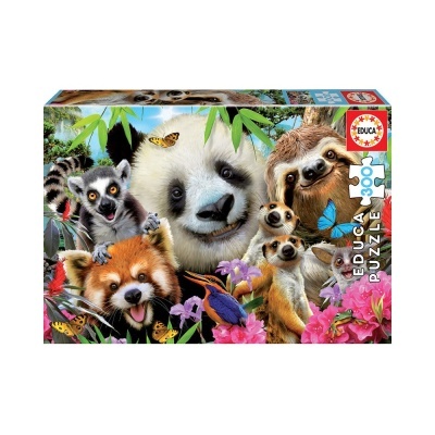 Caixa de quebra-cabeças EDUCA com imagem de vários animais numa floresta