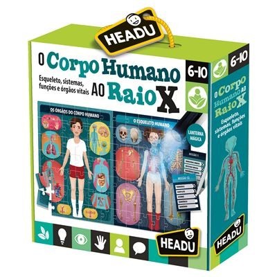 Caixa de brinquedo educativo Headu sobre o corpo humano ao raio X