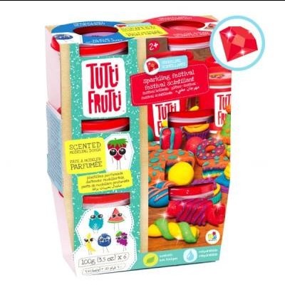 Conjunto de massa de modelar aromatizada Tutti Frutti, embalagem colorida com seis frascos