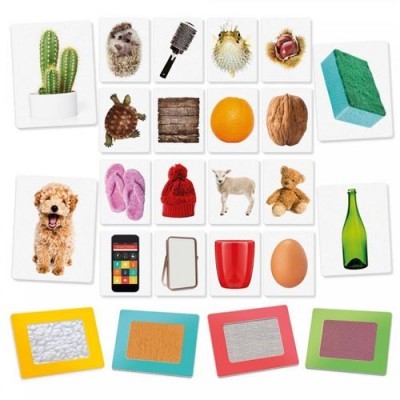 Cartas educativas com fotos de objetos, animais e alimentos