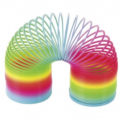 Mola de brinquedo colorida em espiral com várias cores