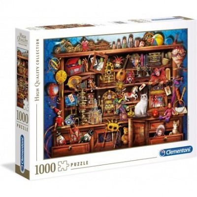 Caixa de puzzle Clementoni High Quality Collection 1000 peças com cenário colorido e brinquedos