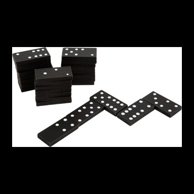 Conjunto de peças de dominó pretas com pontos brancos