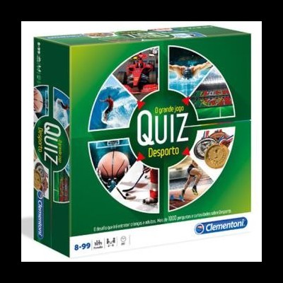 Caixa de jogo de tabuleiro O grande jogo Quiz Desporto da Clementoni
