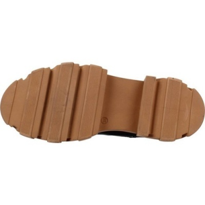 Sola de sapato castanha com padrões de ranhuras em fundo branco