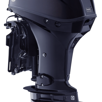 Motor de popa Tohatsu preto com texto e número 60