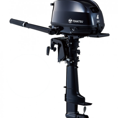 Motor de popa Tohatsu 4 HP preto isolado