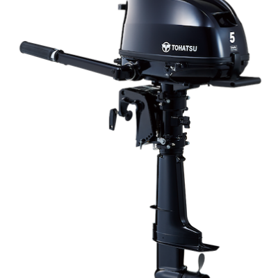 Motor de popa preto Tohatsu com número 5
