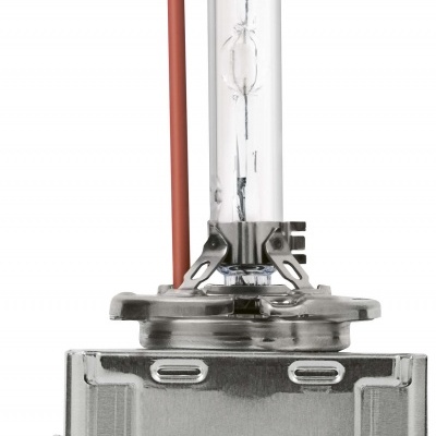 Lâmpada de farol automóvel metálica e de vidro com fio vermelho