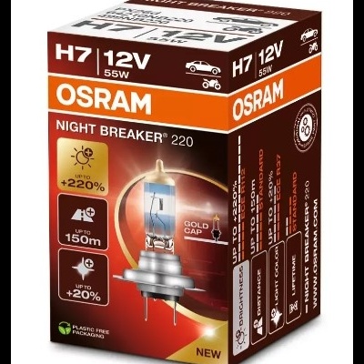 Embalagem de lâmpada automóvel OSRAM H7 12V 55W NIGHT BREAKER® 220