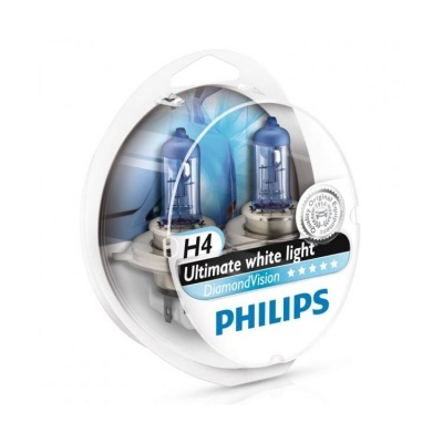 Pack de duas lâmpadas automóveis Philips H4 com luz branca ultimate Diamond Vision