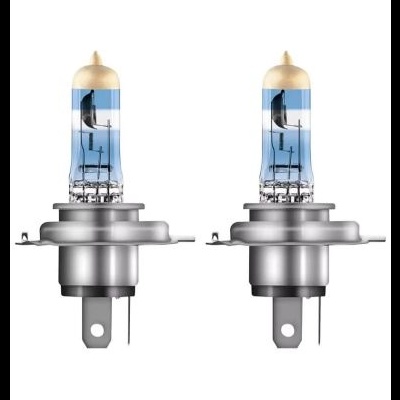 duas lâmpadas automóveis halógenas com vidro azul e base metálica
