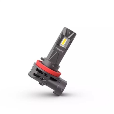 Lâmpada LED automóvel preta com anel vermelho e texto PHILIPS