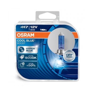 Lâmpada automóvel Osram H7 Cool Blue Boost em embalagem azul