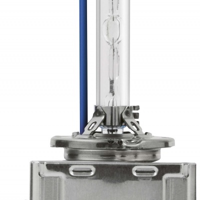 Lâmpada halogénea automotiva com base metálica e isolamento azul