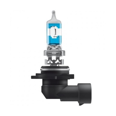 Lâmpada halógena automóvel com base preta e vidro transparente com detalhe azul