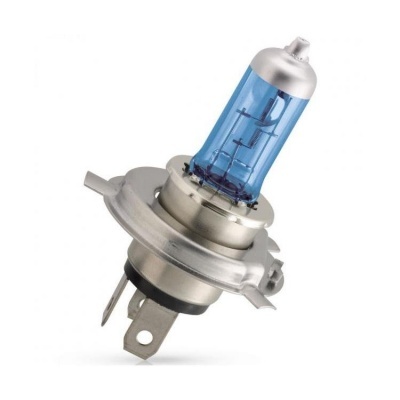 lâmpada automóvel com base metálica e vidro azul