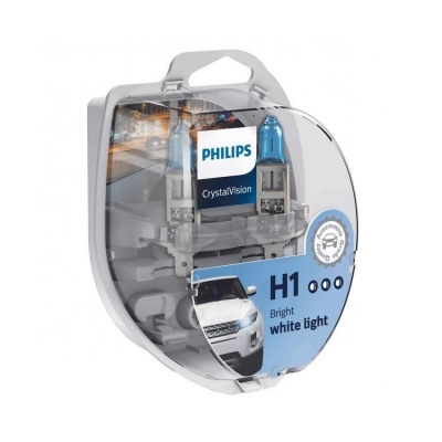 Lâmpada automóvel Philips CrystalVision H1 em embalagem transparente