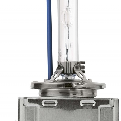 Lâmpada automóvel D1S com base metálica prateada e tubo de vidro transparente