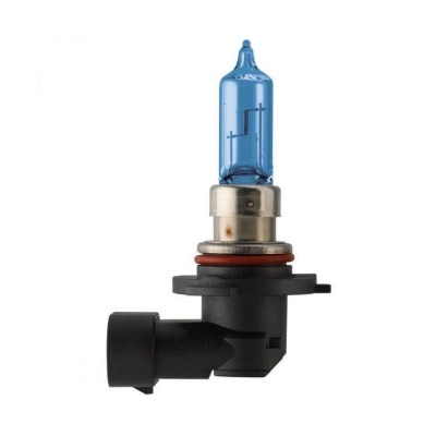 Lâmpada halogénea azul para automóvel com base metálica e suporte preto