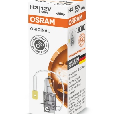 Embalagem de lâmpada automóvel OSRAM Original H3 12V 55W branca e laranja