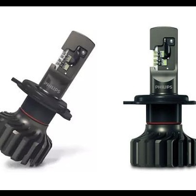 Lâmpada LED automóvel PHILIPS com dissipador de calor preto e detalhes vermelhos