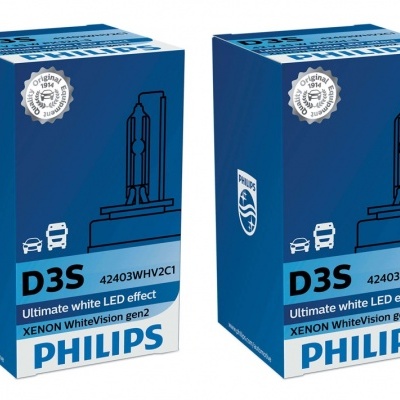 Caixas azuis de lâmpadas automóveis Philips D3S com texto e selo de qualidade