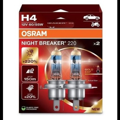 Lâmpadas automóveis OSRAM H4 Night Breaker 220 em embalagem