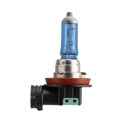 Lâmpada automóvel H11 com bulbo azul e base metálica