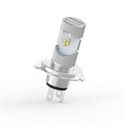 Lâmpada LED automóvel cinzenta com base prateada e LEDs visíveis