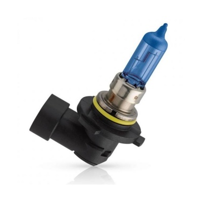 Lâmpada automóvel azul com base preta e metálica