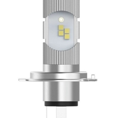 Lâmpada LED automóvel cinza metálico com LEDs visíveis e base preta