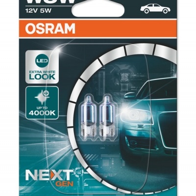 Embalagem com duas lâmpadas automotivas Osram W5W 12V 5W Cool Blue Intense